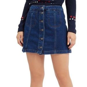 Topshop button down denim mini skirt size 26